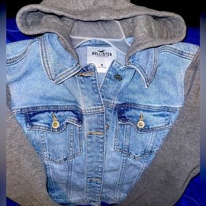 Hollister crop blue Jean jacket